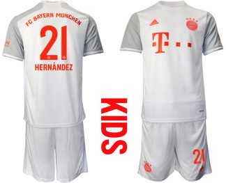 Bayern München 2020-2021 für Kinder Torwart-Auswärtstrikot Weiß Kurzarm Trikotsatz HERNÁNDEZ 21