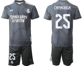 Herren Y-3 Real Madrid Viertes Fußballtrikot schwarz für die Saison 2021-2022 Camavinga 23