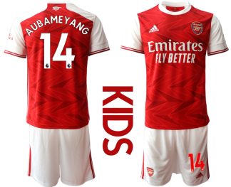 FC Arsenal Torwart Trikot Trikotsatz rot weiß Kurzarm + Kurze Hosen Kinder AUBAMEYANG 14
