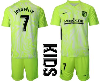 João Félix 7 Atlético Madrid 2020-21 Auswärtstrikot grün weiß Kindertrikot