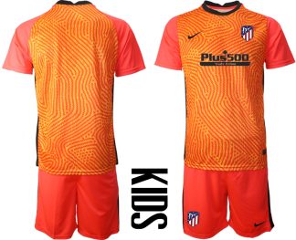 Kinder Atlético Madrid 2020-21 Torwarttrikot Rot Kurzarm + Kurze Hosen