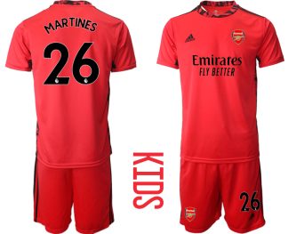 Kinder FC Arsenal Torwart Trikot rot Trikotsatz Kurzarm + Kurze Hosen MARTINES #26