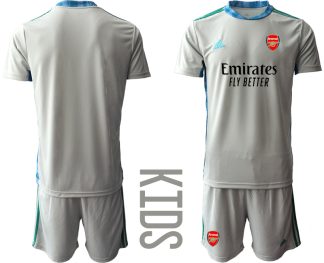 Kinder Fußballtrikots FC Arsenal Torwarttrikot in grau Trikotsatz Kurzarm + Kurze Hosen
