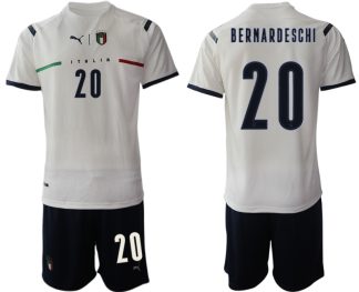 BERNARDESCHI #20 Italien Euro 2021 Auswärtstrikots FIGC Trikotsatz weiß Kurzarm + Kurze Hosen