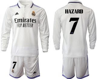 HAZARD #7 Real Madrid Trikots 2022-23 Heimtrikot Weiß Langarm + Kurze Hosen