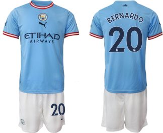 Manchester City Heimtrikot 2022/2023 blau weiß Trikotsatz mit Aufdruck BERNARDO 20