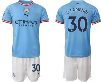 Manchester City Heimtrikot 2022/2023 blau weiß Trikotsatz mit Aufdruck OTAMENDI 30