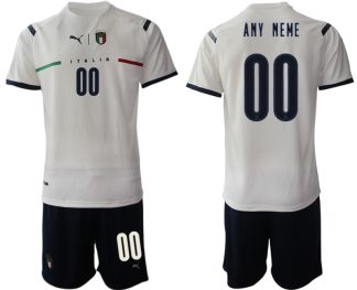 Neue Italien Euro 2021 Auswärtstrikots FIGC Trikotsatz weiß Kurzarm + Kurze Hosen