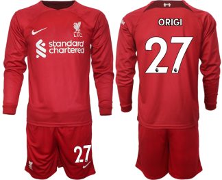 Billige Fussballtrikots FC Liverpool 2022-23 Heimtrikot rot Trikotsatz Langarm + Kurze Hosen ORIGI 27