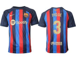 FC Barcelona 2022/23 Home Kit Heimtrikot Kurzarm Fussballtrikots PIQUE 3