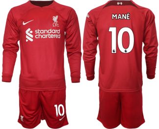 FC Liverpool 2022-23 Heimtrikot in rot Langarm + Kurze Hosen mit Aufdruck MANÉ 10