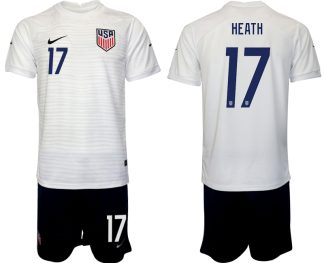 Fußballtrikot für Herren USA Heimtrikot WM 2022 Weiß Schwarz Fußballtrikots Set HEATH 17