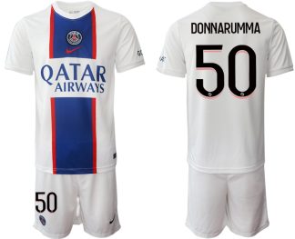 Herren Paris Saint Germain PSG Auswärtstrikot 2022/23 Weiß Trikotsatz mit Aufdruck DONNARUMMA 50