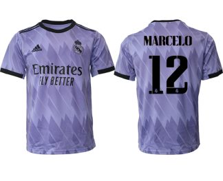 Herren Real Madrid 2022-2023 Auswärtstrikots Kurzarm Fussballtrikots Günstig MARCELO 12