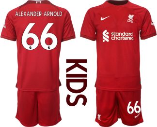 Kinder Fußballtrikots Liverpool Heimtrikot 2022/23 Rot Kurzarm + Kurze Hosen ALEXANDER-ARNOLD 66