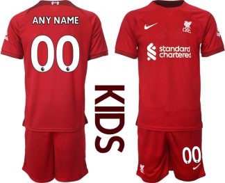 Kinder Fußballtrikots Liverpool Heimtrikot 2022/23 Rot Kurzarm + Kurze Hosen Fussballtrikots Günstig