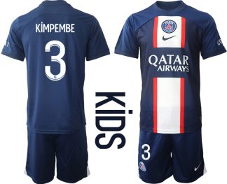 Kinder Paris Saint Germain PSG Heimtrikots 2022-2023 Blau Weiß Trikotsatz KiMPEMBE 3