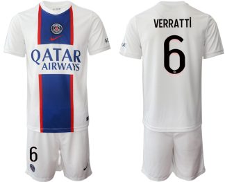 Neuen Paris Saint Germain PSG Auswärtstrikot 2022/23 Weiß Trikotsatz mit Aufdruck VERRATTi 6