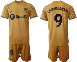 FC Barcelona 2022-23 Auswärtstrikot goldene Away Shirt für Herren LEWANDOWSKI 9
