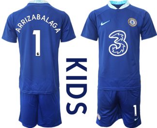 Fußballtrikot für Kinder Chelsea FC 2022/23 Heimtrikot Blau Kurzarm + Kurze Hosen ARRIZABALAGA 1