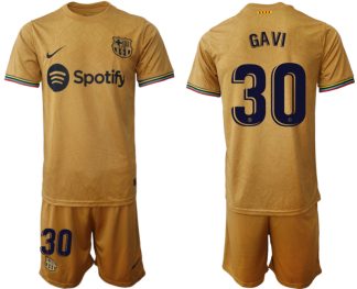 GAVI 30 FC Barcelona 2022-23 Auswärtstrikot goldene Away Shirt für Herren