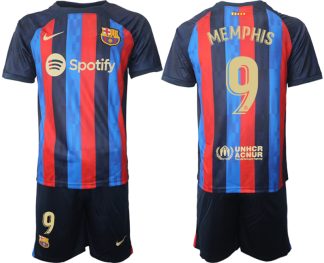 Herren FC Barcelona 22/23 Heimtrikot dunkelblau Trikotsatz Online Kaufen MEMPHIS 9