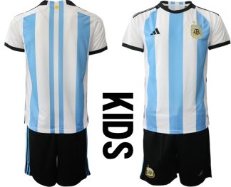 Kinder Argentinien Heimtrikot WM 2022 weiss blau Neuen Fußballtrikots