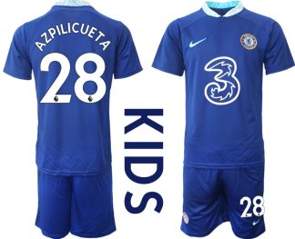Kinder Fußballtrikot Chelsea FC 2022/23 Heimtrikot Blau Kurzarm + Kurze Hosen AZPILICUETA 28
