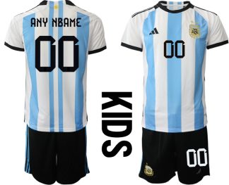 Kinder Heimtrikot Argentinien WM 2022 weiss blau Fußball Trikot selbst gestalten