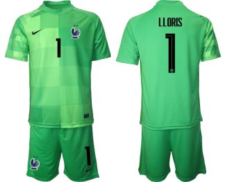 LLORIS 1 Frankreich Trikot WM 2022 Torwarttrikot grün Trikotsatz Kurzarm + Kurze Hosen