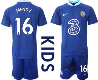 MENDY 16 Chelsea FC 2022/23 Heimtrikot Blau Trikotsatz für Kinder FußballTrikot