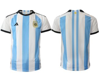 Argentinien Heimtrikot WM 2022 Weiss Blau Kurzarm Fussballtrikots Günstig