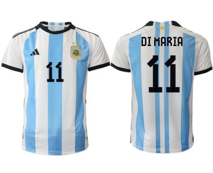 Fussballtrikots Günstig Argentinien Heimtrikot WM 2022 Weiss Blau Kurzarm DI MARIA 11