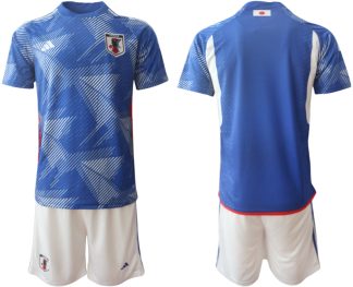 Herren Japan Heim Trikot WM 2022 blau Kurzarm + weiß Kurze Hose