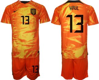 Herren Niederlande 2022-23 Heimtrikot orange Günstig Fußballtrikots Set KRUL 13