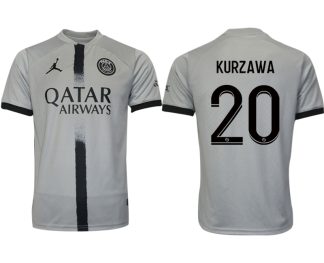 Herren Paris Saint Germain PSG Auswärtstrikot 2022/23 Grau mit Aufdruck KURZAWA 20
