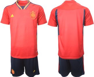 Herren Spanien WM 2022 Heimtrikot Teampower Rot Kurzarm + Kurze Hosen