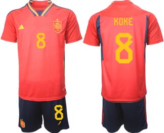 Herren Spanien WM 2022 Heimtrikot Teampower Rot Trikotsatz Kit Online Kaufen KOKE 8