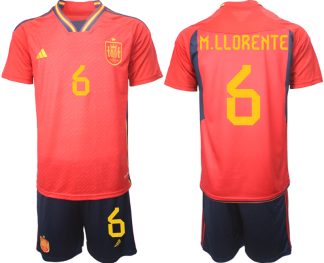Herren Spanien WM 2022 Heimtrikot Teampower Rot Trikotsatz Kit Online Kaufen M.LLORENTE 6