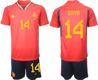 Herren Spanien WM 2022 Heimtrikot Teampower Rot Trikotsatz mit Aufdruck GAYA 14