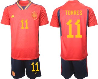 Herren Spanien WM 2022 Heimtrikot Teampower Rot Trikotsatz mit Aufdruck TORRES 11