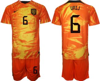 Kaufe Herren Fußballtrikots Niederlande 2022-23 Heimtrikot orange Trikotsatz VRIJ 6