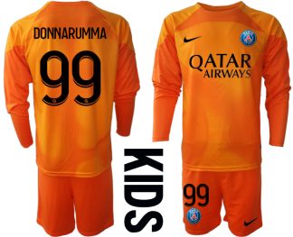 DONNARUMMA 99 Paris Saint Germain PSG Goalkeeper 2022/23 Orange Langarm für Kinder
