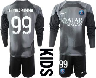DONNARUMMA 99 Paris Saint Germain PSG Goalkeeper 2022/23 schwarz Langarm Trikotsatz für Kinder