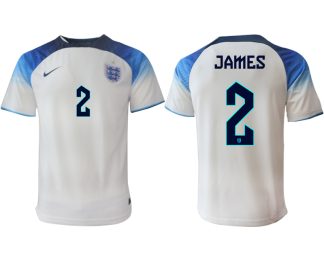 England FIFA WM Katar 2022 weiß blau Herren Heimtrikot mit Namen JAMES 2