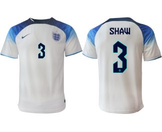 England FIFA WM Katar 2022 weiß blau Herren Heimtrikot mit Namen SHAW 3