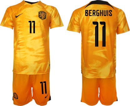 Fußballtrikot für Herren Niederlande Heimtrikot WM 2022 Fußballtrikot Orange BERGHUIS 11