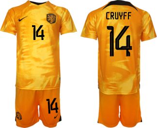 Fußballtrikot für Herren Niederlande Heimtrikot WM 2022 Orange CRUYFF 14