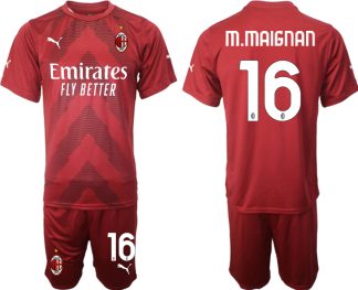Herren AC Milan Torwarttrikot 2022/23 rot Trikotsatz mit Name M.MAIGNAN 16