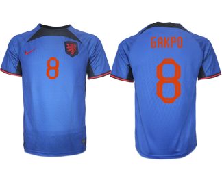 Herren Niederlande Auswärtstrikot blau Fußball WM 2022 Kurzarm mit Namen GAKPO 8